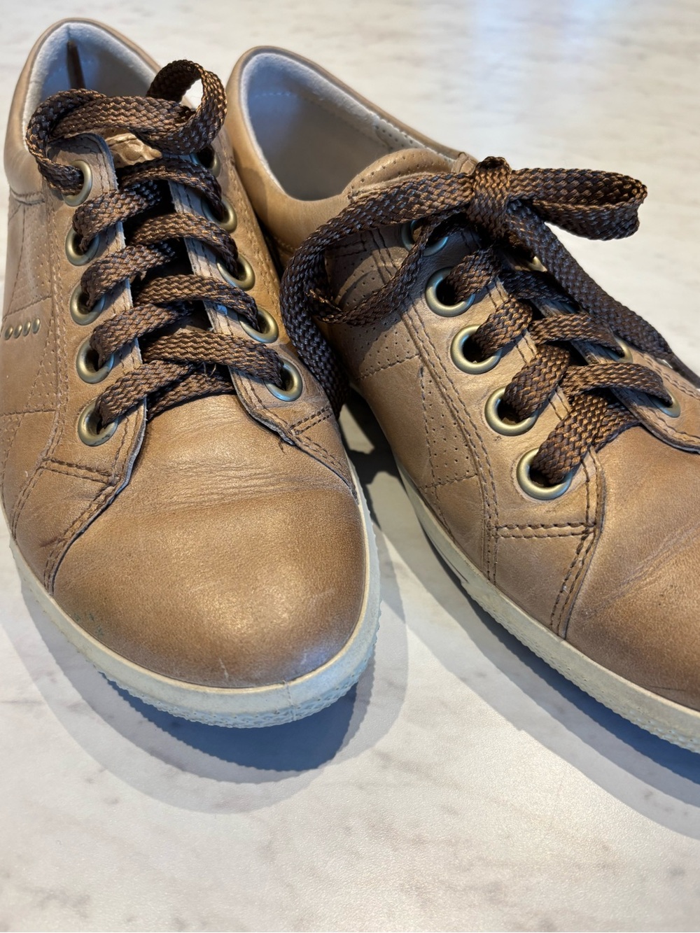 Ecco Women's beige Leather Espadrille Sneakers